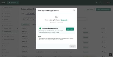 Upload Registration Transactions in Bulk