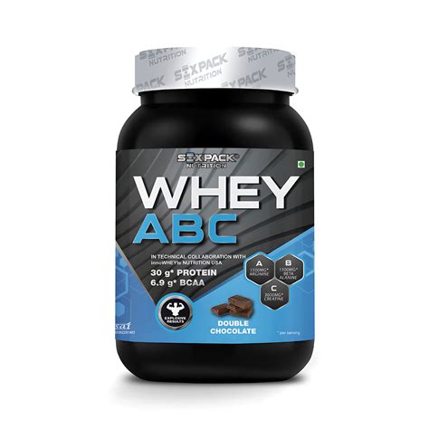 Six Pack Nutrition Whey ABC Protein Powder Double Chocolate Flavour 1kg ...