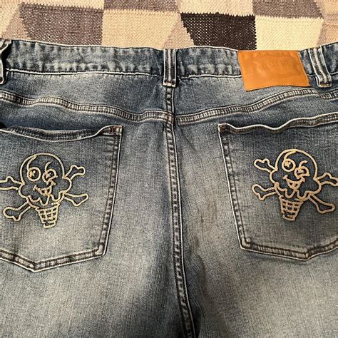 Ice Cream Men's Blue and Cream Jeans | Depop