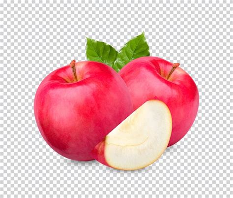 Fresh red apple with lesves isolated premium psd | Premium PSD