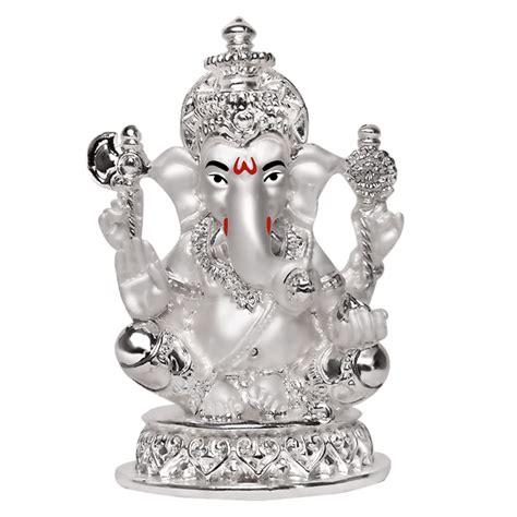 DIVINITI 999 Silver Plated Lord Ganesha Idol For Home Decor Showpiece ...