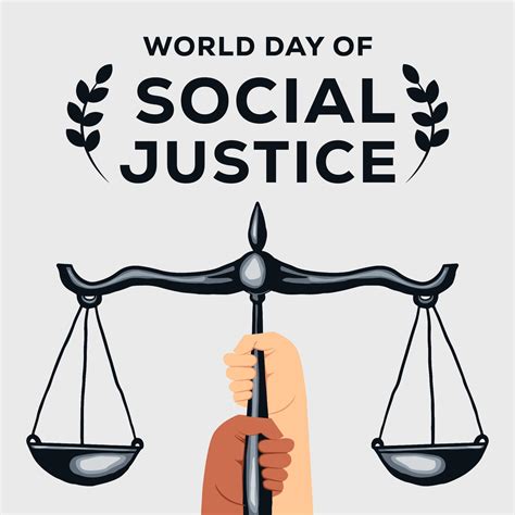 flat design world day of social justice with hands holding scales ...