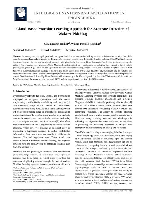 View of Cloud-Based Machine Learning Approach for Accurate Detection of ...