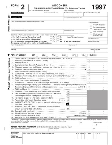 Wisconsin Form 2 ≡ Fill Out Printable PDF Forms Online
