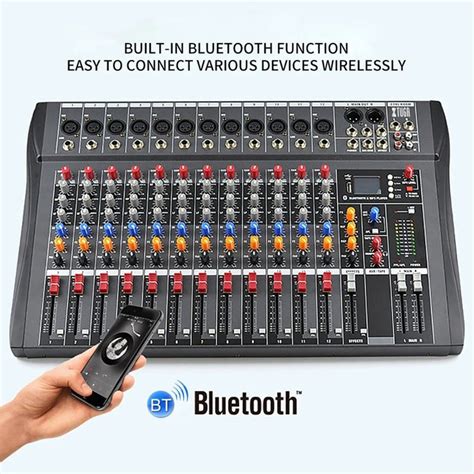 XTUGA CT120X 12-Channels Audio Mixer DJ Mixing Console with 48V Power ...