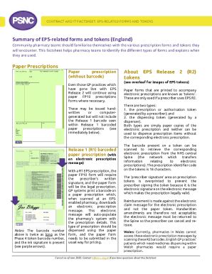 Fillable Online Summary of EPS-related forms and tokens (England) Fax ...