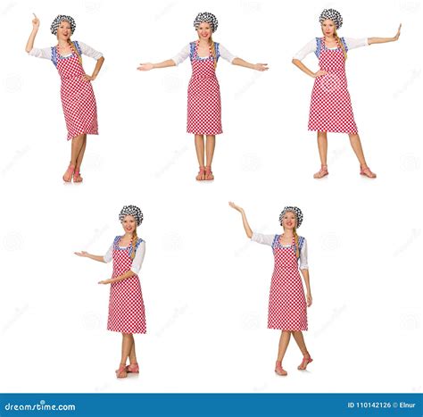 The Woman Cook Isolated on the White Background Stock Photo - Image of ...
