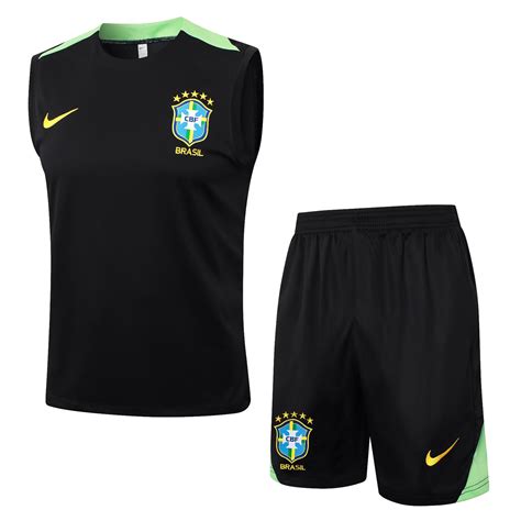 Brazil 24/25 Sleeveless Training Set – Black - SoccerArmor