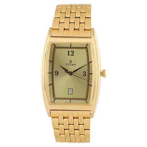 Buy Online Titan Quartz Analog with Date Champagne Dial Stainless Steel ...