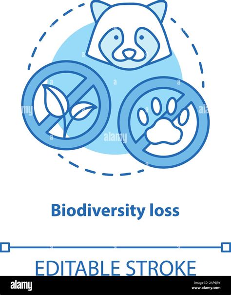 Biodiversity loss concept icon. Disappearance of plants and animals from planet idea thin line ...