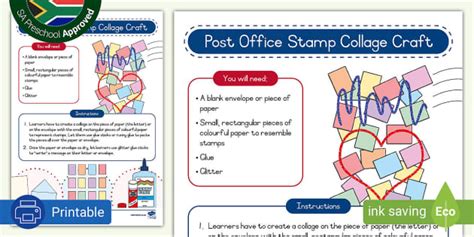 Post Office Stamp Collage Craft (teacher made) - Twinkl