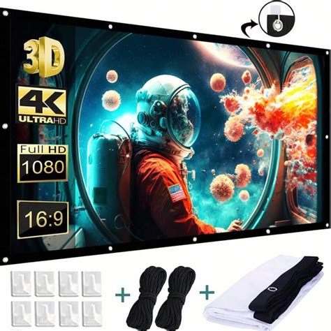Tela de Projeção de 100/120/150 Polegadas 16:9, Portátil para Uso ...