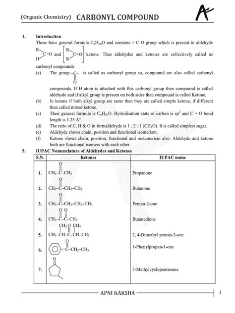 Carbonyl Compounds Notes 的图像结果