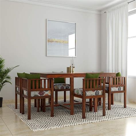 Amazon Brand - Solimo Virgo Solid Sheesham Wood 6 seater Dining Table ...