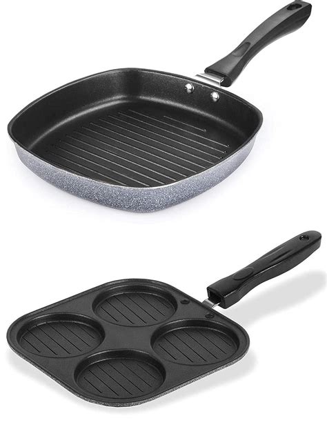 Buy Swarambh Square Grill Pan Tandoori Tawa (23cm) & Mini Grill Uttapam ...