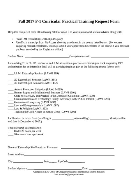 Fall 2017 F-1 Curricular Practical Training Request Doc Template ...