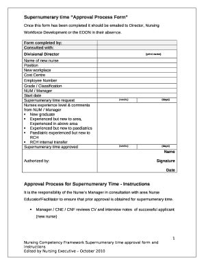 Supernumerary time Approval Process Doc Template | pdfFiller