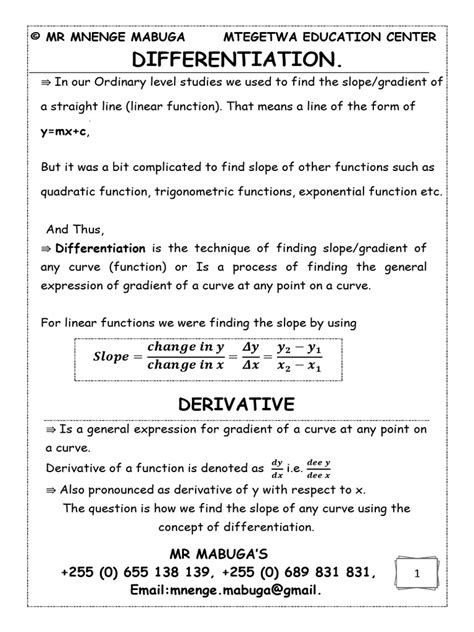Image result for Differentiation Tutorial