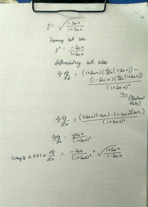 Derivative of under root 1-sinx upon 1+since - Brainly.in