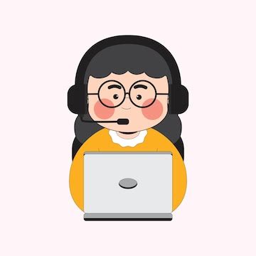 Woman customer service cartoon character with glasses illustration ...