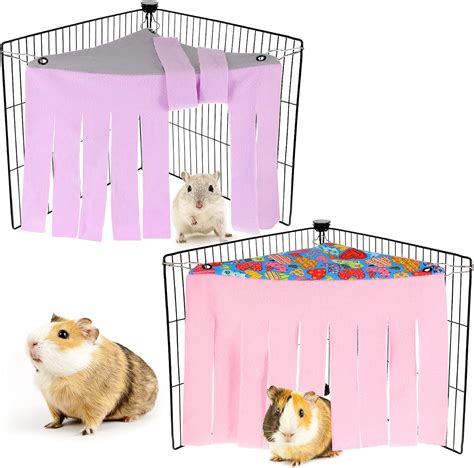 Buy 2 Pieces Guinea Pig Hideout Small Animal Corner Fleece Hideaway ...