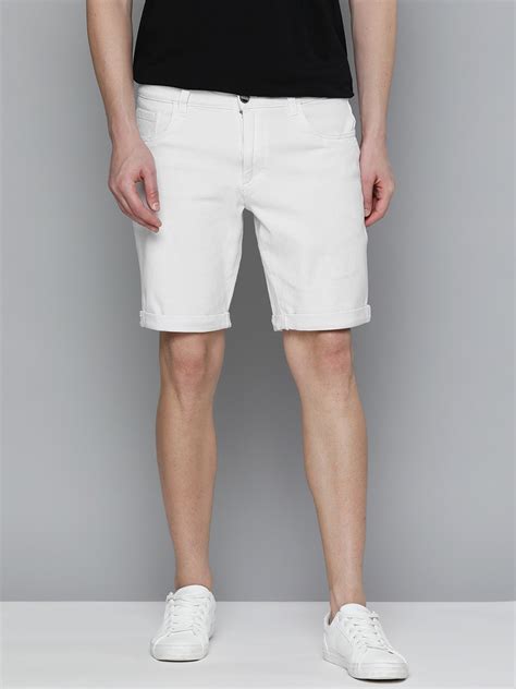 Buy Mast & Harbour Men White Solid Denim Shorts - Shorts for Men ...