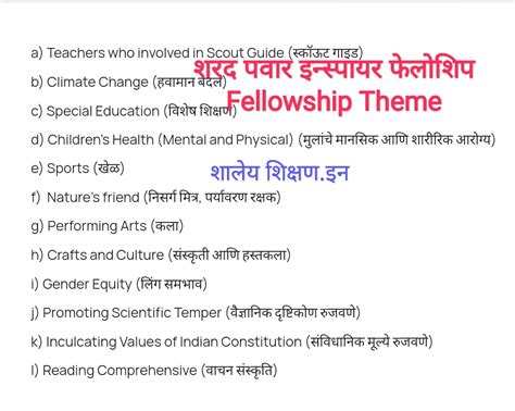 शरद पवार इन्स्पायर फेलोशिप - शिक्षण, कृषी, साहित्य क्षेत्रातील फेलोशिप ...