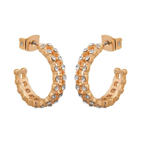 LC Lauren Conrad Gold Tone Pave Hoop Earrings