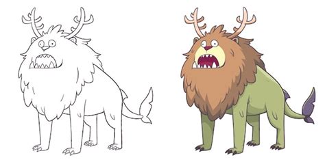 Cute monster animal coloring pages for kids and adults | Premium Vector