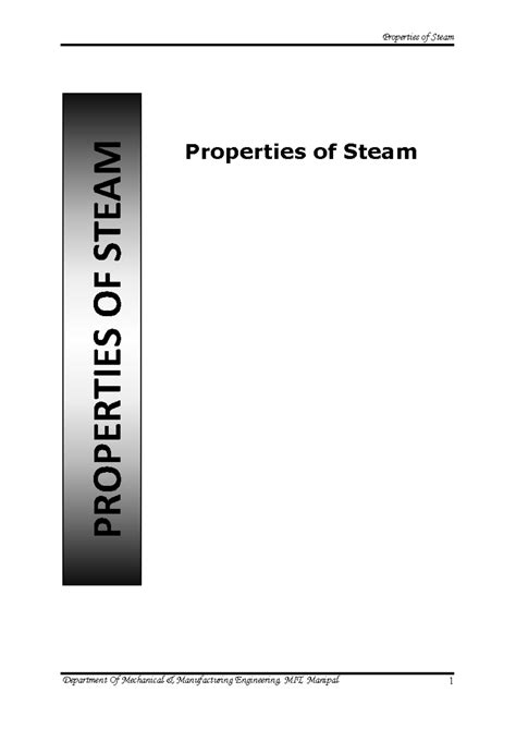 Properties of Steam - Engineering Notes for Course ENGY 101 - Studocu