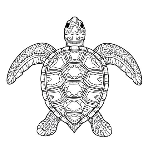 Simple Turtle Coloring Book Outline Art Clipart Illustration, Simple ...
