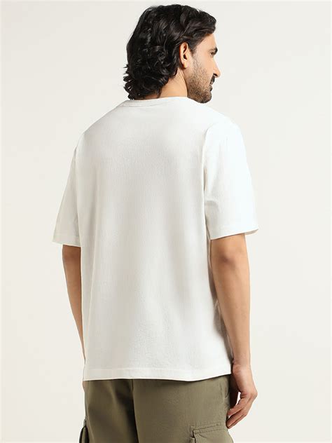 Buy WES Casuals Plain White Cotton T-Shirt from Westside