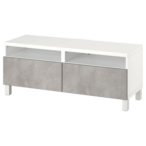 BESTÅ TV bench with drawers, white/Kallviken/Stubbarp light grey ...