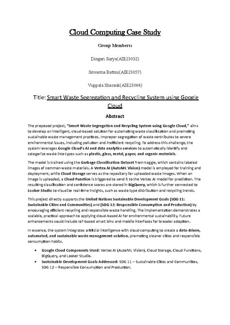 AIE23032 Cloud Computing Case Study: Smart Waste Segregation System ...