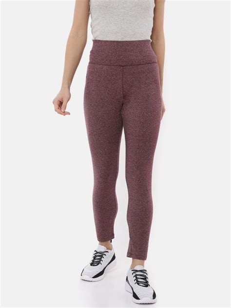 Women's Soft Touch Cotton Poly Stretch Grindle Melange Yoga Tights with ...