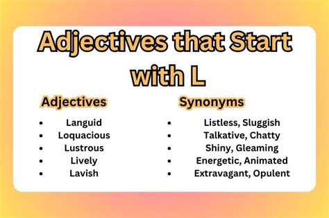 100+ Alluring Adjectives That Start With L to Use in Your Writing