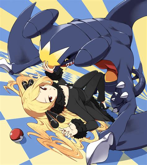 cynthia and garchomp (pokemon and 1 more) drawn by tm_(hanamakisan ...