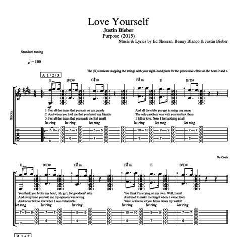 "Love Yourself" by Justin Bieber || Guitar + Trumpet: Tab + Chords ...