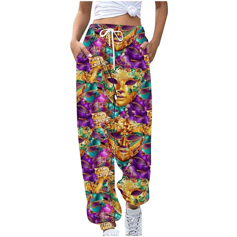 BLTIBY Women's Mardi Gras Sweatpants Straight Leg Drawstring Trendy ...