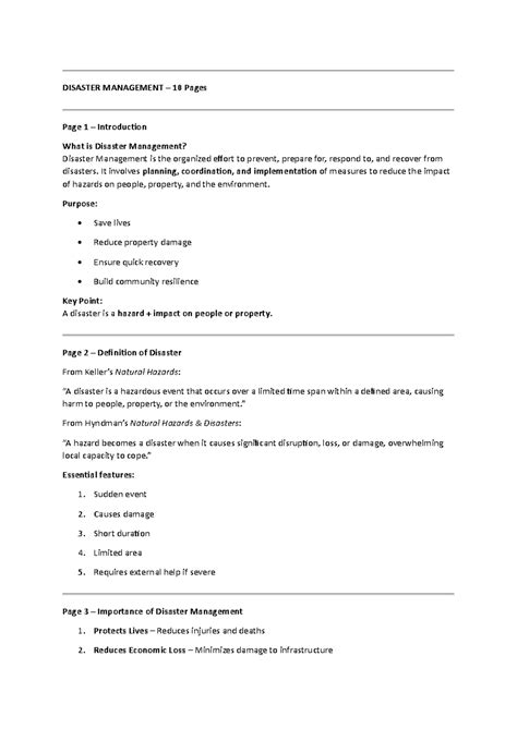 Disaster Management Notes for 2nd Year Students - Key Concepts ...