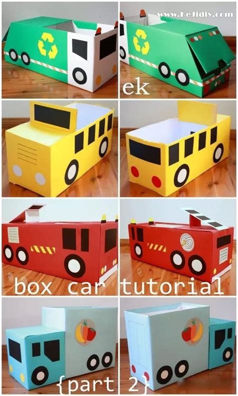 纸箱废物利用制作儿童玩具汽车 - 可吉网