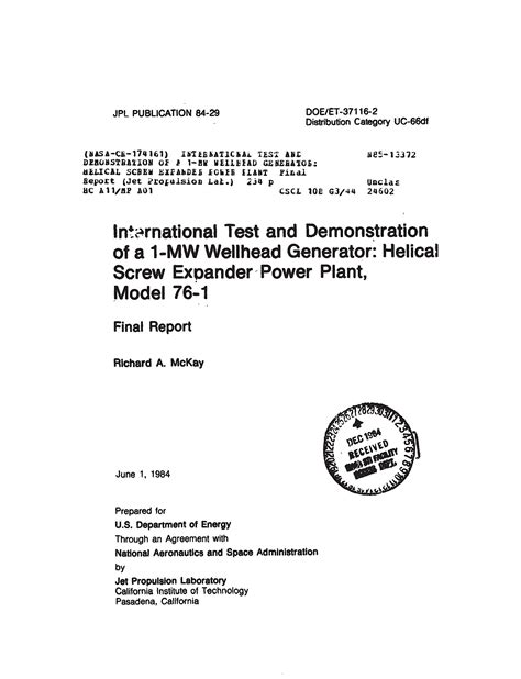 Buy International test and demonstration of a 1-MW wellhead generator ...