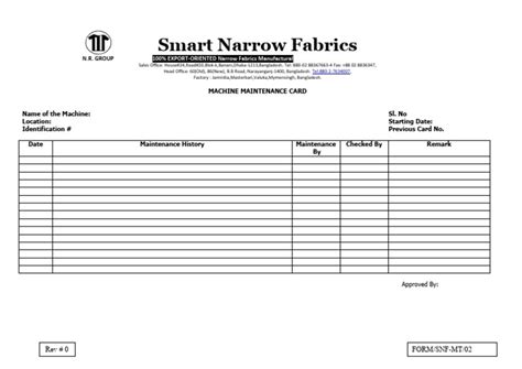 Machine Maintence Card | PDF