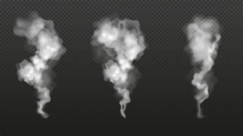Realistic transparent smoke or exhaust from a chimney. White clouds of ...