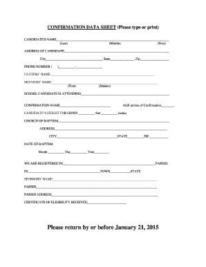 Fillable Online CONFIRMATION DATA SHEET Please type or print Fax Email ...