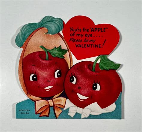 Vintage Anthropomorphic Apples Valentine Greeting Card youre the Apple ...