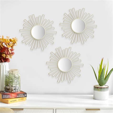 Buy Corvus Set of 3 Metal Decorative Wall Mirrors - 24.5x24.5cm from ...