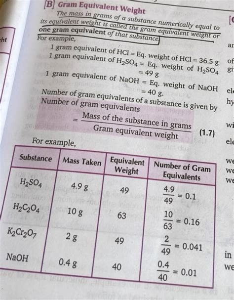 [B] Gram Equivalent Weight The mass in grams of a substance numerically e..