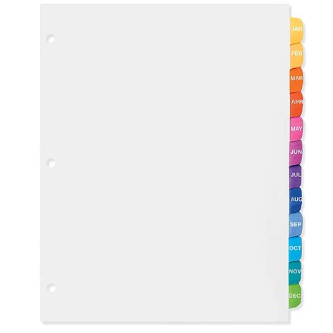 Binder Dividers - Monthly Tab, Colored S-24860 - ULINE