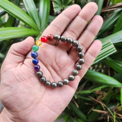 Buy Certified & Energised Pyrite with 7 Chakra Healing Bracelet Online ...